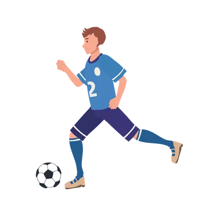 Futbolista corriendo con futbol  Ilustración