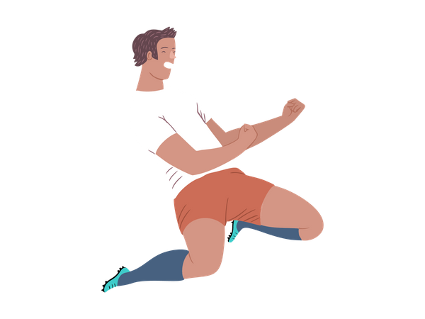 Jugador de fútbol disfrutando del éxito  Ilustración