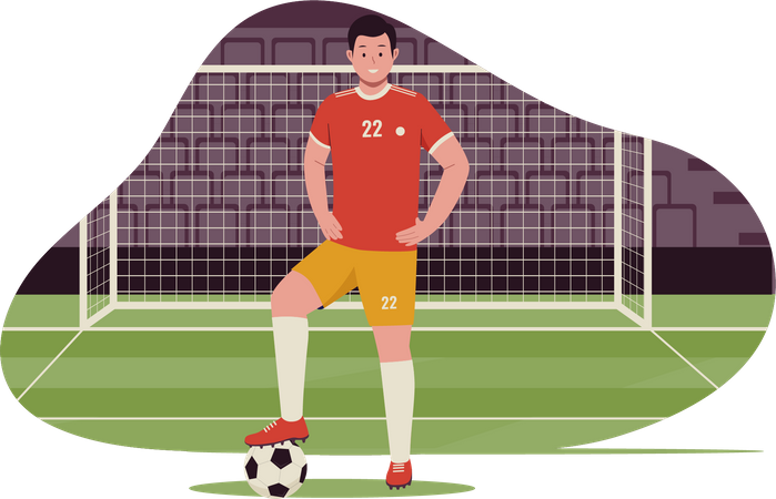 Jugador de fútbol esperando gol  Ilustración
