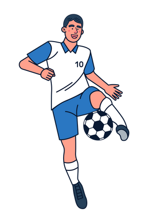 Futbolista jugando con pelota  Ilustración