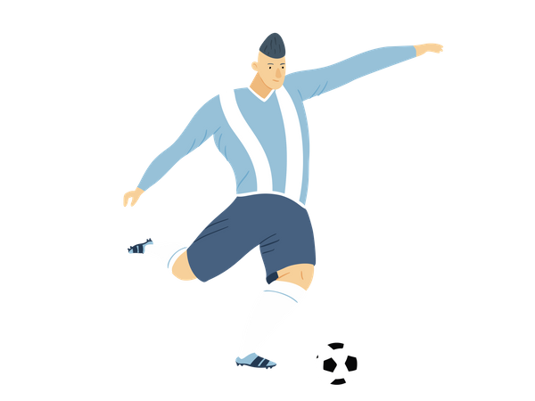 Futbolista masculino regateando pelota  Ilustración