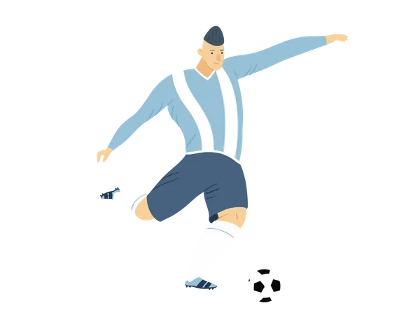 Futbolista masculino regateando pelota  Ilustración