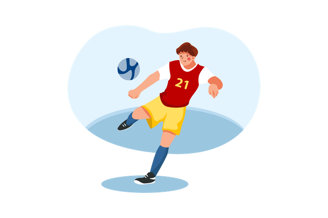 Futbolista pateando fútbol  Ilustración