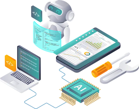 Future Applications of AI Robotics Technology  Illustration