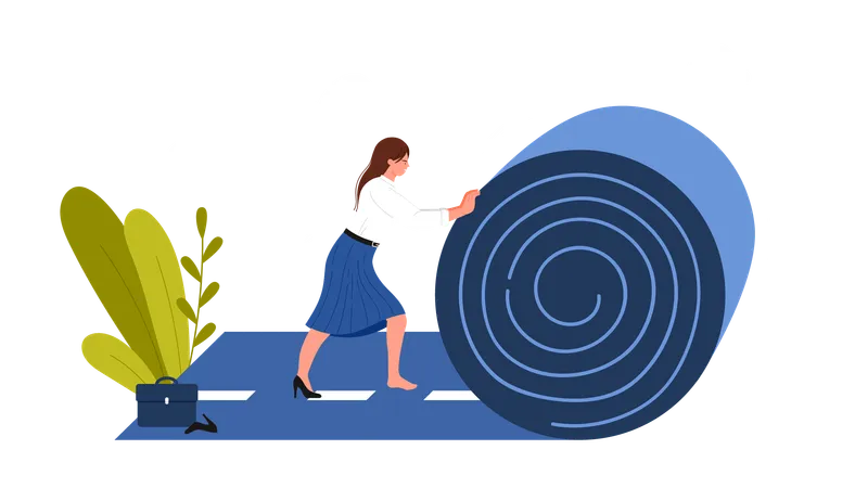 Future Career Construction And Business Success Woman Unrolling Highway Road Roll Forward To Create Unique Own Way Build Professional Benefits Motivation And Opportunity Cartoon Vector Illustration Illustration