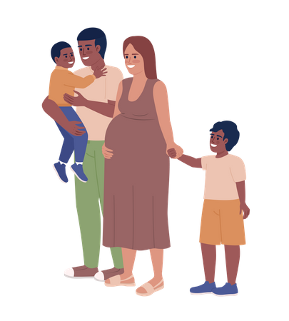 Femme enceinte avec mari et deux enfants  Illustration