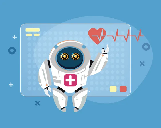 Future Heart rate Monitoring Robot Illustration