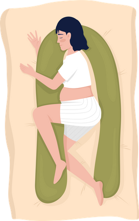 Future mère endormie avec un oreiller de grossesse  Illustration