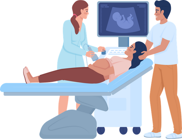 Future parents at sonography Illustration