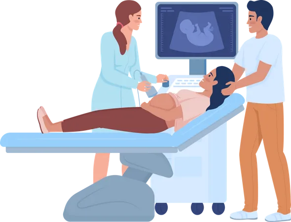 Future parents at sonography Illustration