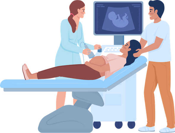 Future parents at sonography  Illustration