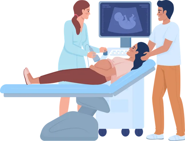 Future parents at sonography  Illustration