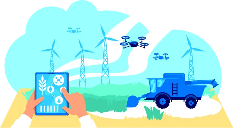 Futuristic agribusiness  Illustration