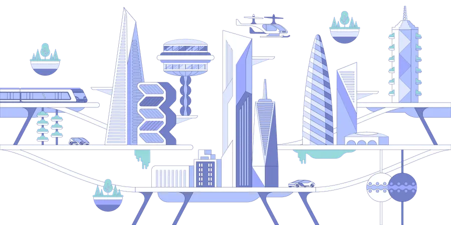 Futuristic city  Illustration