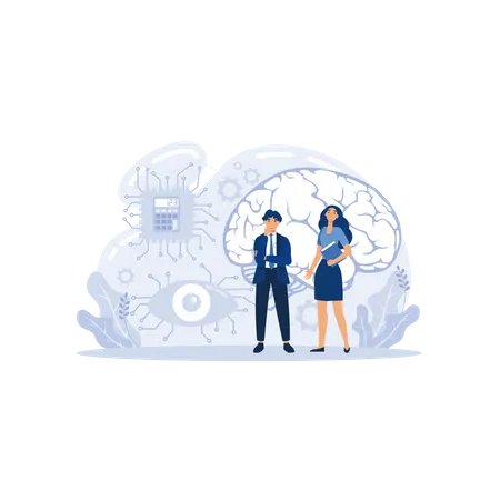 Futuristic factory work scheme  Illustration