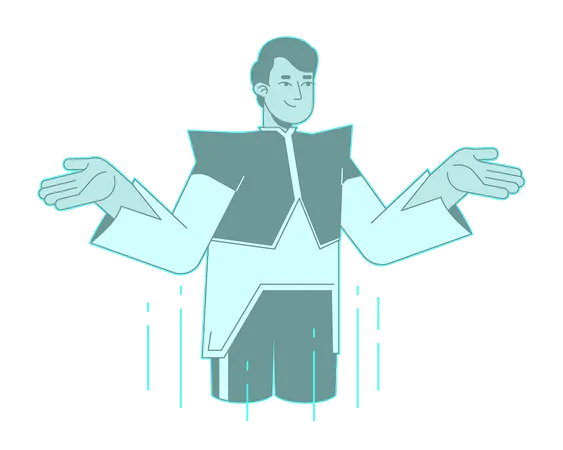 Futuristic guy hologram shrugging shoulders  Illustration