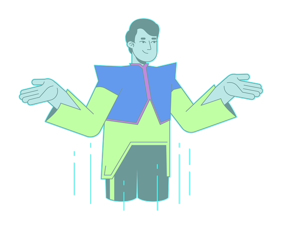 Futuristic guy hologram shrugging shoulders  Illustration