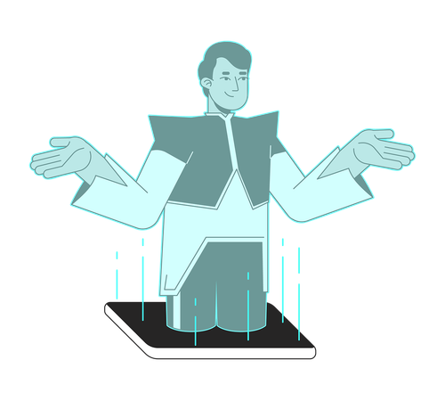 Futuristic hologram man out of phone screen  Illustration