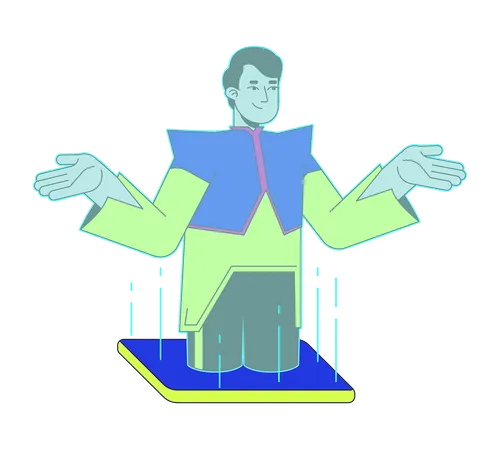 Futuristic hologram man out of phone screen  Illustration