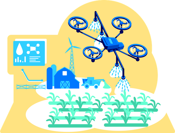 Futuristic irrigation  Illustration