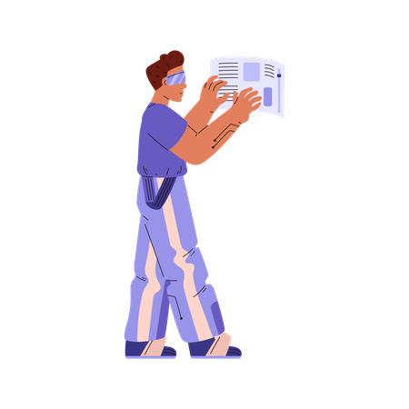 Futuristic man working with in virtual reality glasses  Illustration