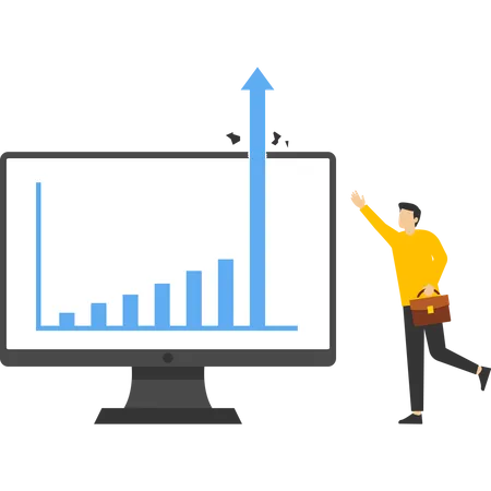 O gráfico sobe pela tela  Ilustração