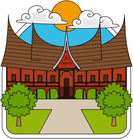 Casa tradicional gadang  Ilustração