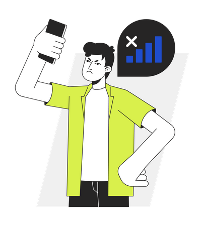 Gadget user having no phone signal  Illustration