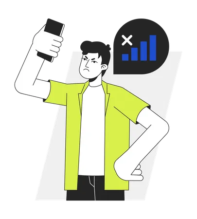 Gadget user having no phone signal  Illustration