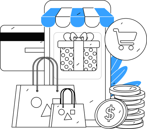 Gagnez des cadeaux sur l'application E-Commerce en payant par carte  Illustration