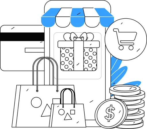 Gagnez des cadeaux sur l'application E-Commerce en payant par carte  Illustration