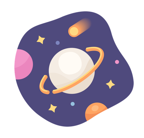 Galaxy with planet and stars  Illustration