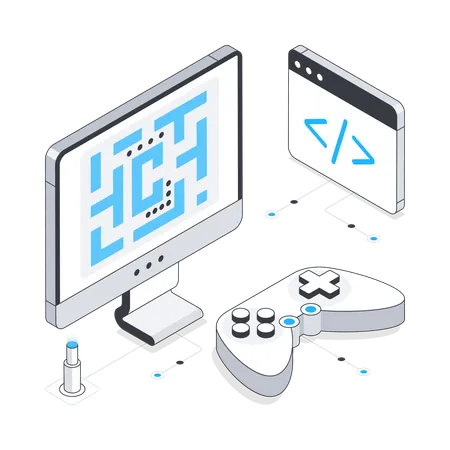 Game Development on computer  Illustration