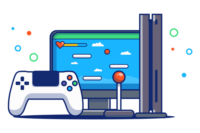 Gamepad com computador  Ilustração