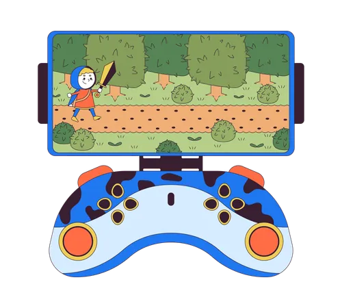 Jogo de arcade no gamepad do smartphone  Ilustração