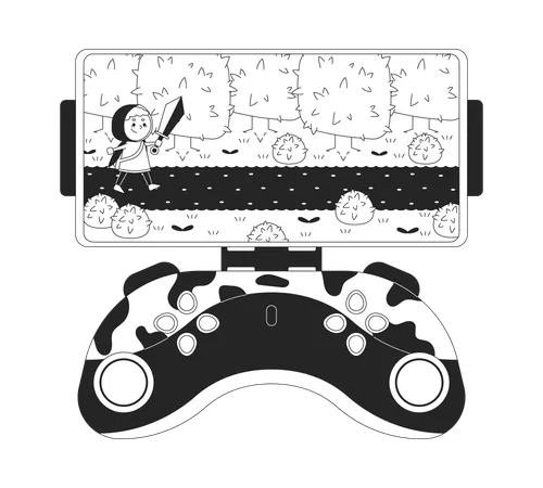 Jogo de arcade no gamepad do smartphone  Ilustração