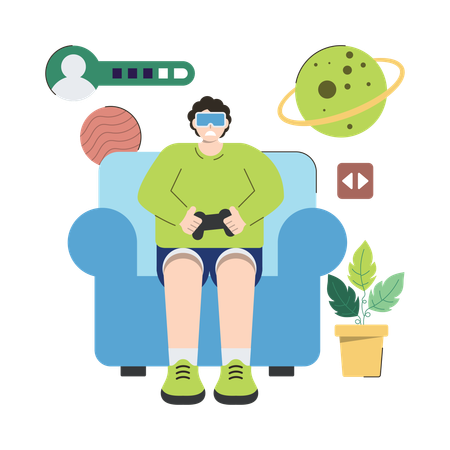 Gaming In Metaverse  Illustration