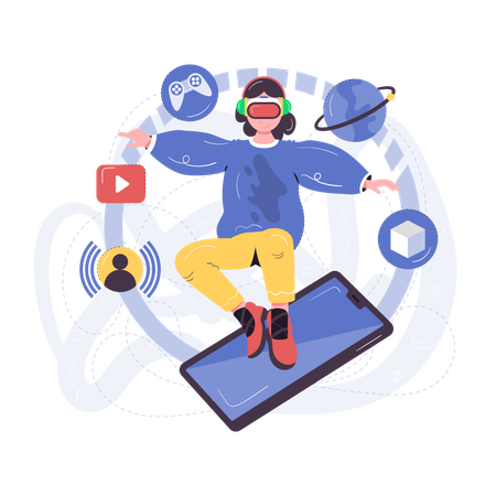 Gaming in Metaverse  Illustration