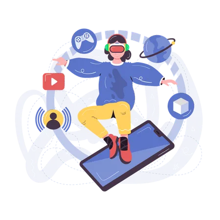 Gaming in Metaverse  Illustration