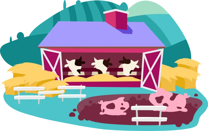 Ganadería y ganadería  Ilustración