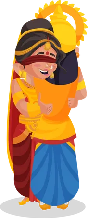 Gandhari serre Duryodhana dans ses bras  Illustration