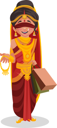 Gandhari doing shopping  Illustration