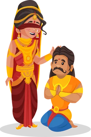 Gandhari donne sa bénédiction à Duryodhana  Illustration