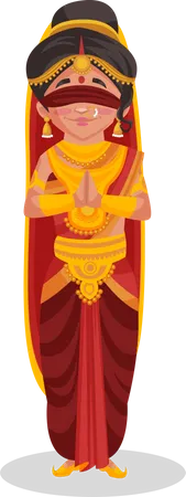 Gandhari em pose de namastê  Ilustração