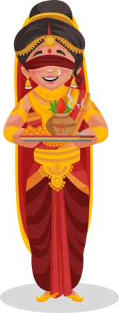 Gandhari holding aarti plate  Illustration