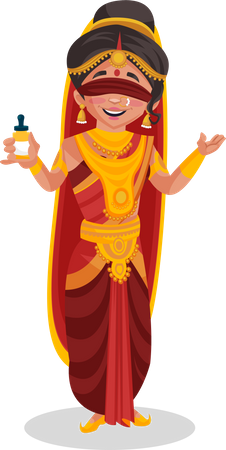 Gandhari segurando uma garrafa  Ilustração