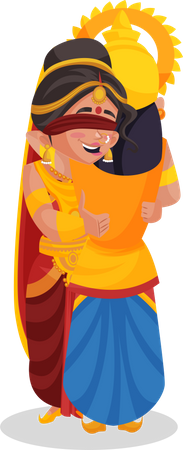 Gandhari hugging Duryodhana  Illustration