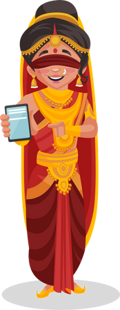 Gandhari mostrando celular  Ilustração