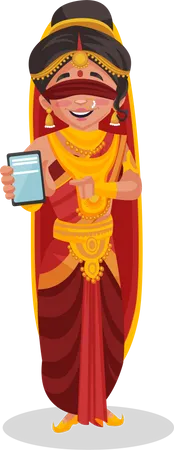 Gandhari mostrando celular  Ilustração