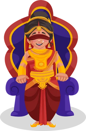 Gandhari sentado en el trono  Ilustración